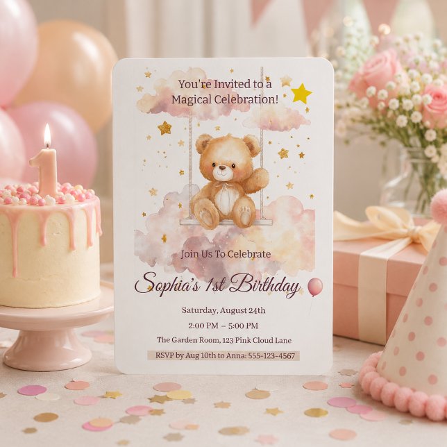 Adorable Teddy Bear 1st Birthday – Custom  Invitation (Creator Uploaded)