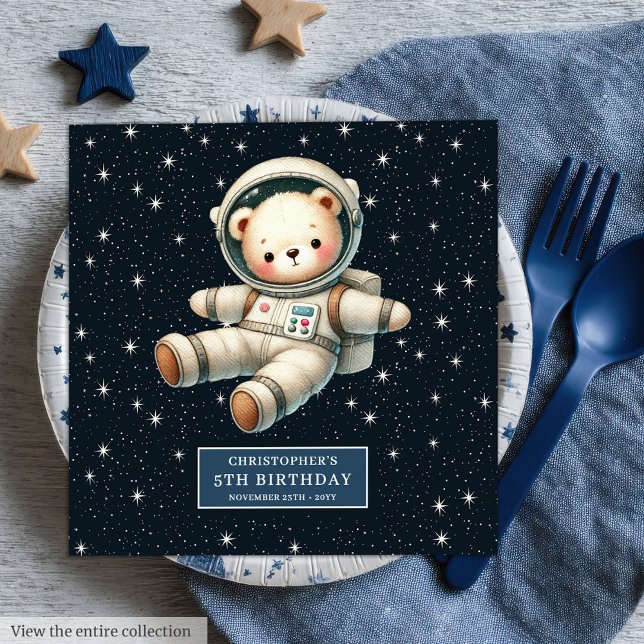 Adorable Teddy Bear Astronaut Napkins Baby Shower (Adorable Teddy Bear Astronaut Napkins Baby Shower)