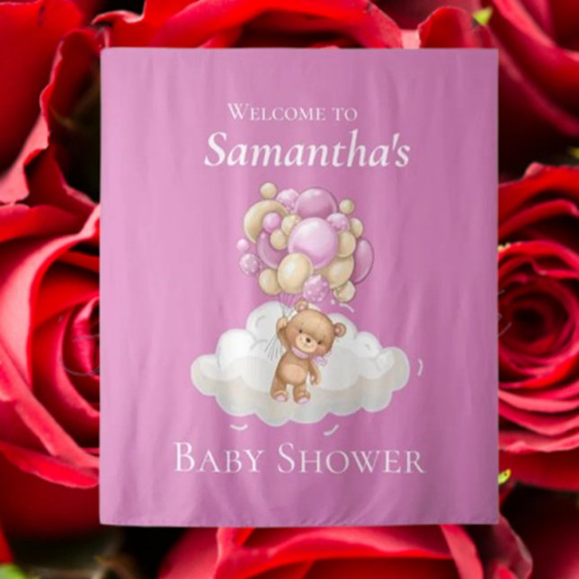 Adorable Teddy Bear Baby Shower backdrop  Tapestry (Celebrate your special day with an adorable teddy bear baby shower backdrop,)