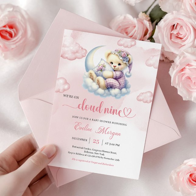 Adorable Teddy Bear Baby Shower Invite Cloud Nine (Adorable Teddy Bear Baby Shower Invite Cloud Nine)