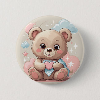 Adorable Teddy Bear Baby – Soft Pastel Design 2 Inch Round Button