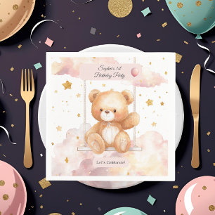 Adorable Teddy Bear Birthday – Custom Coaster Napkin