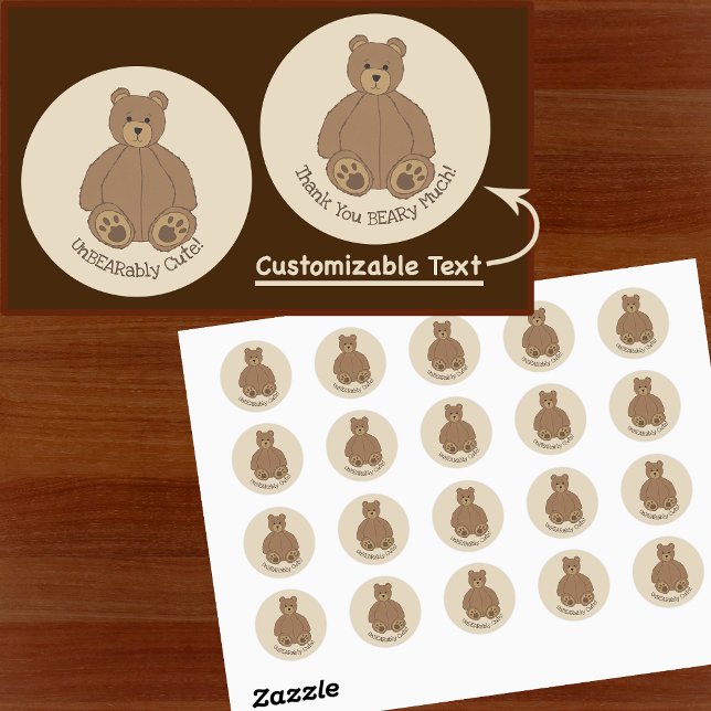 Adorable Teddy Bear Classic Round Sticker (Creator Uploaded)