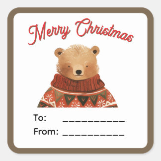 Adorable Teddy Bear (F) Christmas Gift Label
