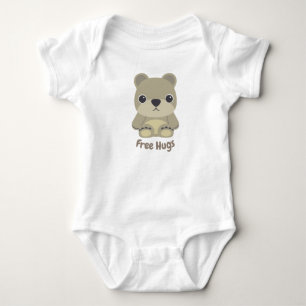 Adorable Teddy Bear Free Hugs Baby Bodysuit