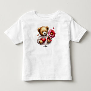 Adorable Teddy Bear Name Valentines Day Toddler T-shirt