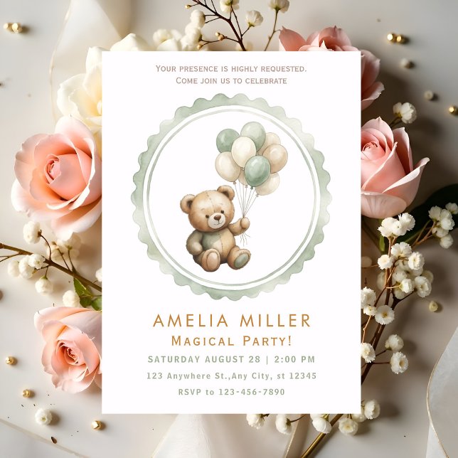 Adorable Teddy Bear Party Invitation (Creator Uploaded)