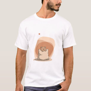 Adorable Teddy Bear Peeking from Sack Illustration T-Shirt
