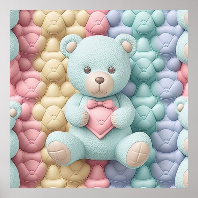 Adorable Teddy Bear Poster for Kids Room Decor (Front)