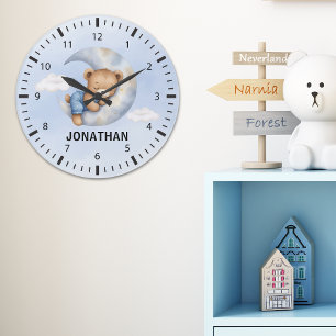 Adorable Teddy Bear Room Boy Large Clock