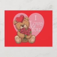 Adorable Teddy Bear Roses with 'I Love You' heart