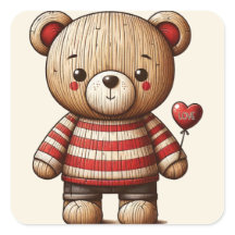 Adorable Teddy Bear Square Sticker