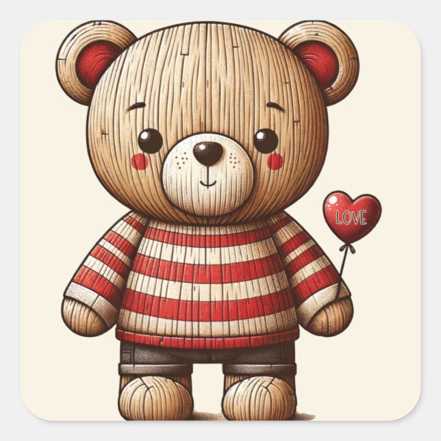 Adorable Teddy Bear Square Sticker (Front)