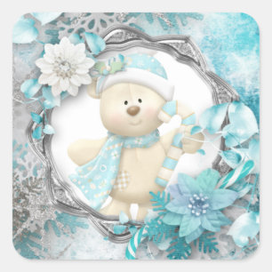 Adorable Teddy Bear Square Sticker
