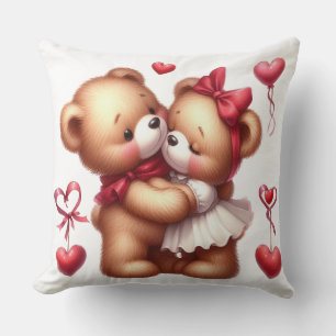 Adorable Teddy Bears in Love Cute Valentine's Day Throw Pillow