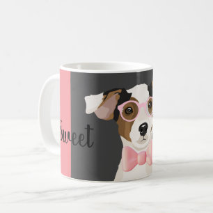 Adorable Terrier dog with glasses and bow tie, Coffee Mug
