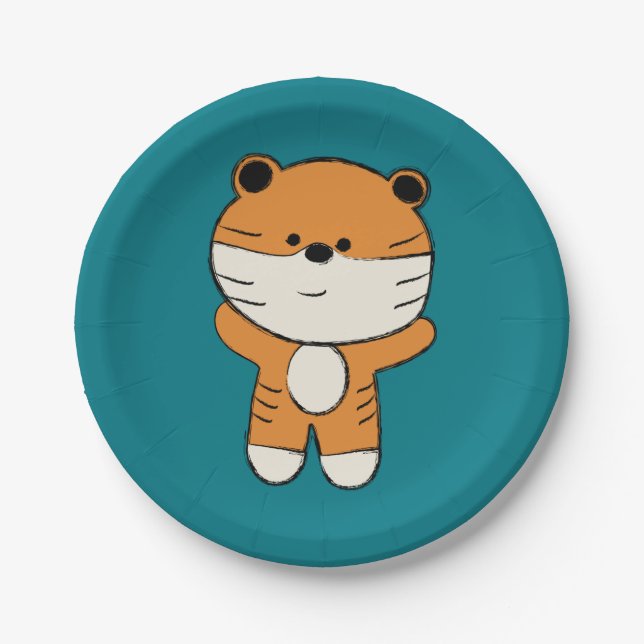 Adorable Tiger Paper Plate (Front)