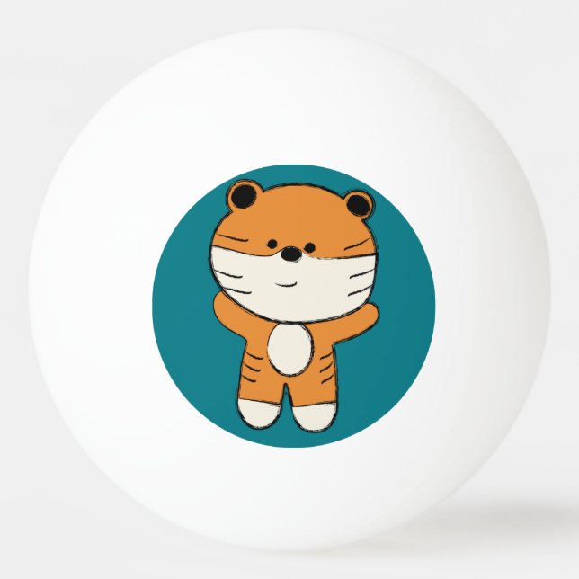 Adorable Tiger Ping Pong Ball (Front)