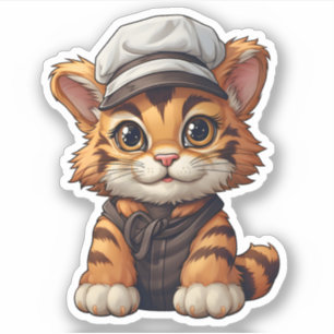 Adorable Tiger Wearing White Hat Wild Animal Tiger