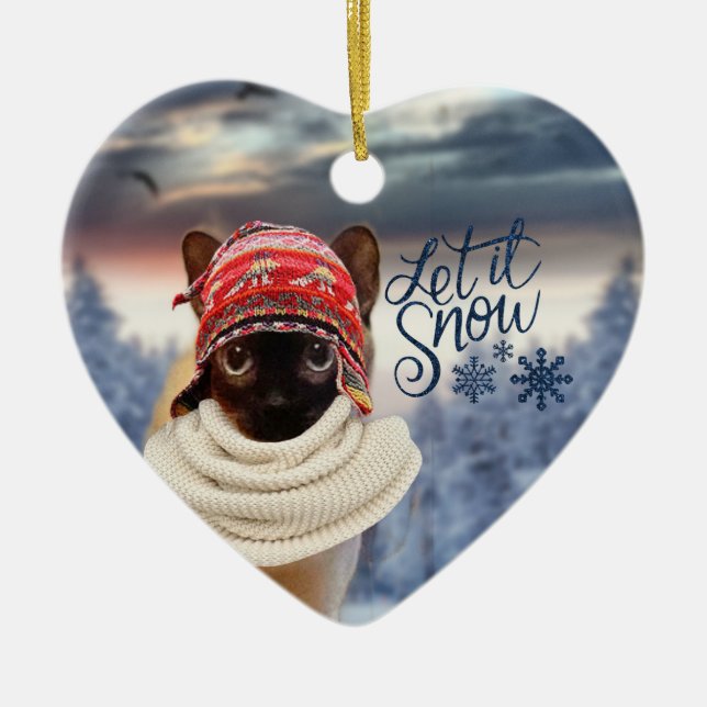 Adorable Tonkinese cat santa Christmas ornaments  (Front)