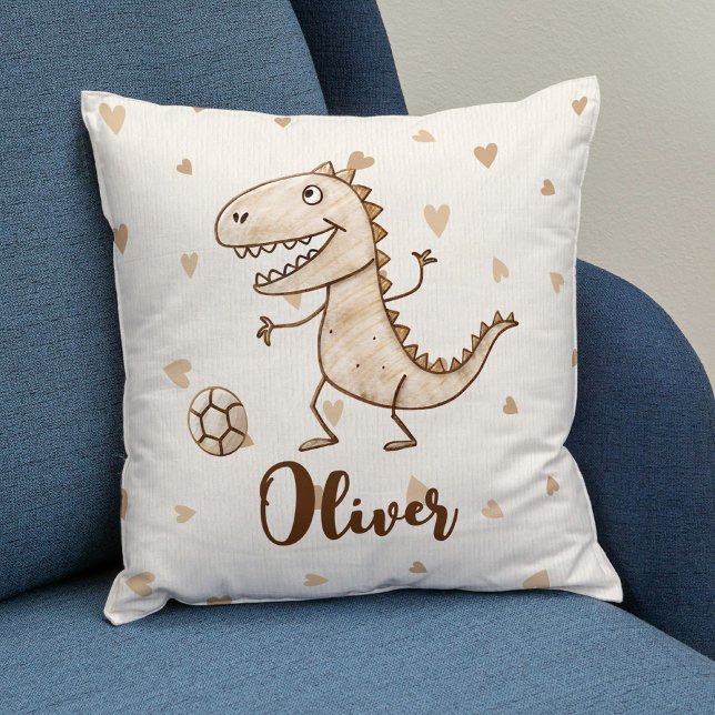 Adorable Trex Playing Football Throw Pillow (Creator Uploaded)