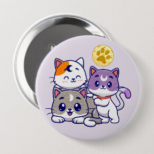 Adorable Trio – Three Cute Cats 4 Inch Round Button