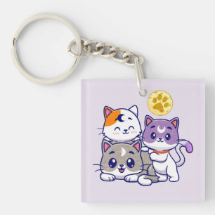 Adorable Trio – Three Cute Cats Keychain