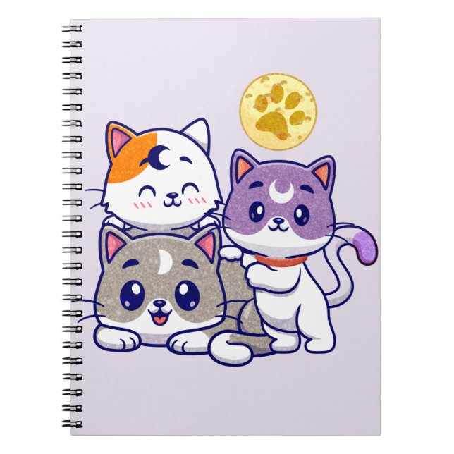 Adorable Trio – Three Cute Cats Notebook (Front)