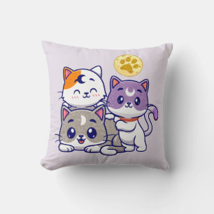 Adorable Trio – Three Cute Cats Throw Pillow