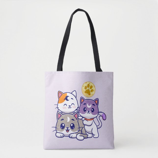 Adorable Trio – Three Cute Cats Tote Bag (Front)