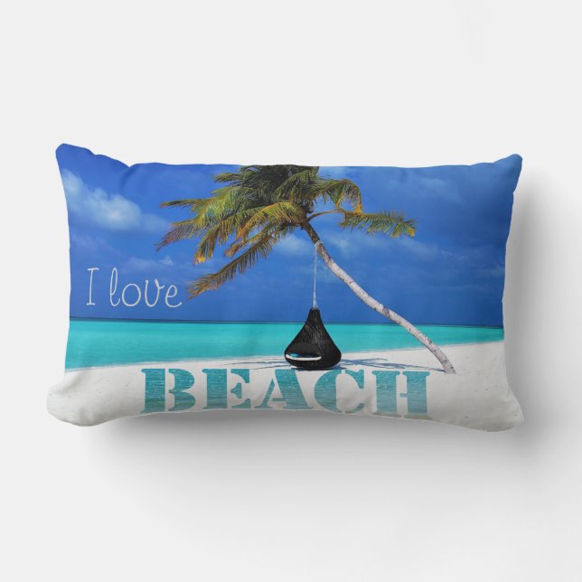 Adorable Tropical Beach,Sand ,Palm Lumbar Pillow (Front)
