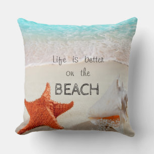 Adorable Tropical Beach,Seashells Throw Pillow