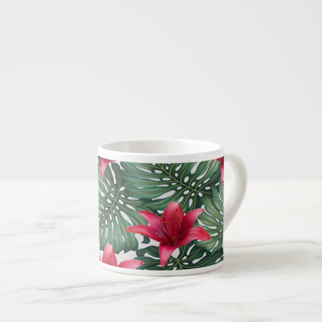 Adorable Tropical Palm Hawaiian Hibiskus Espresso Cup (Front Right)