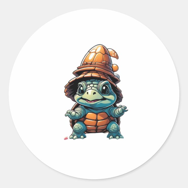 Adorable Turtle in Halloween Mood Essential T-Shir Classic Round Sticker (Front)