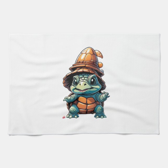Adorable Turtle in Halloween Mood Essential T-Shir Kitchen Towel (Horizontal)