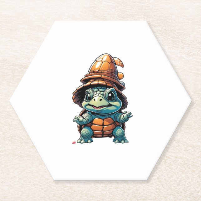 Adorable Turtle in Halloween Mood Essential T-Shir Paper Coaster (Front)