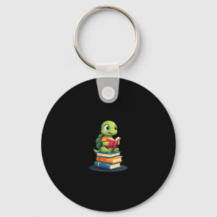 Adorable Turtle Reading Books (1) Keychain