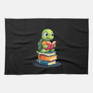 Adorable Turtle Reading Books (1) Kitchen Towel