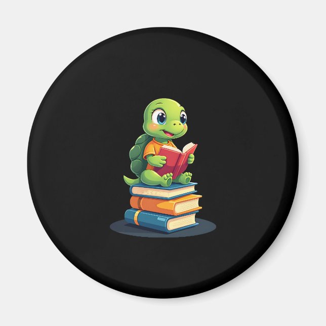 Adorable Turtle Reading Books (1) Magnet (Front)