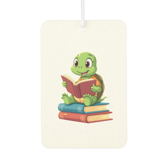Adorable Turtle Reading Books (2) Air Freshener (Front)