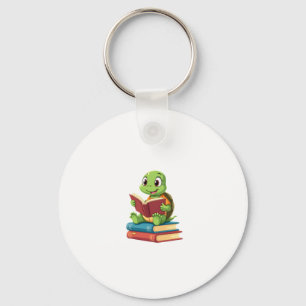 Adorable Turtle Reading Books (2) Keychain