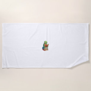 Adorable Turtle Reading Books (3) Beach Towel