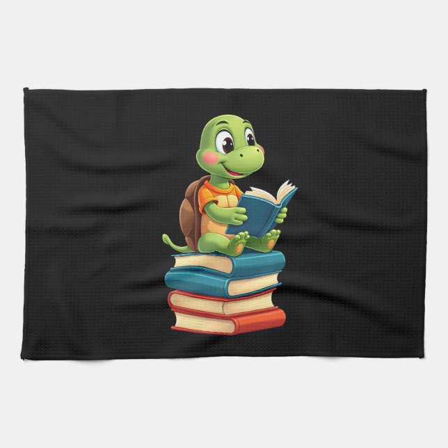 Adorable Turtle Reading Books (4) Kitchen Towel (Horizontal)