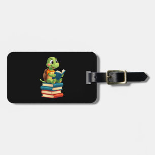 Adorable Turtle Reading Books (4) Luggage Tag
