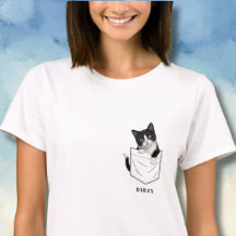 Adorable Tuxedo Cat in Pocket Personalized Name