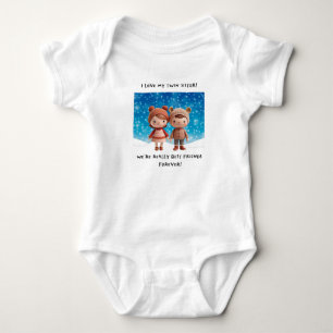 Adorable Twin Sibling Winter Design for Baby Boys Bodysuit