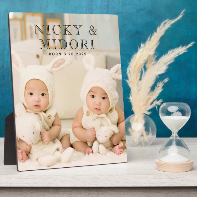 Adorable Twins Photo Plaque (Side)