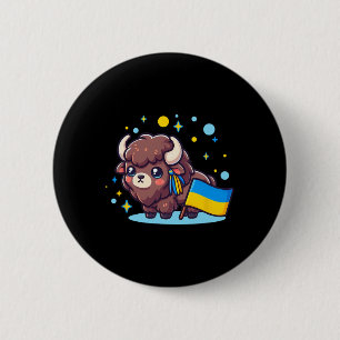 Adorable Ukrainian Bynner Fan Ukraine Flag Cute Bi 2 Inch Round Button