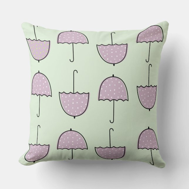 Adorable umbrella pattern Purple and green Kids Throw Pillow (Front)
