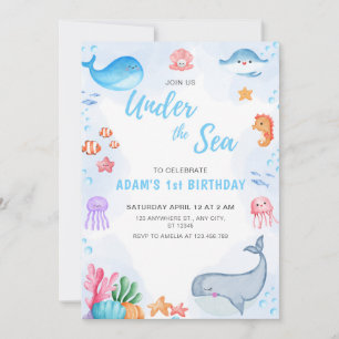 Adorable Under The Sea Birthday Invitation